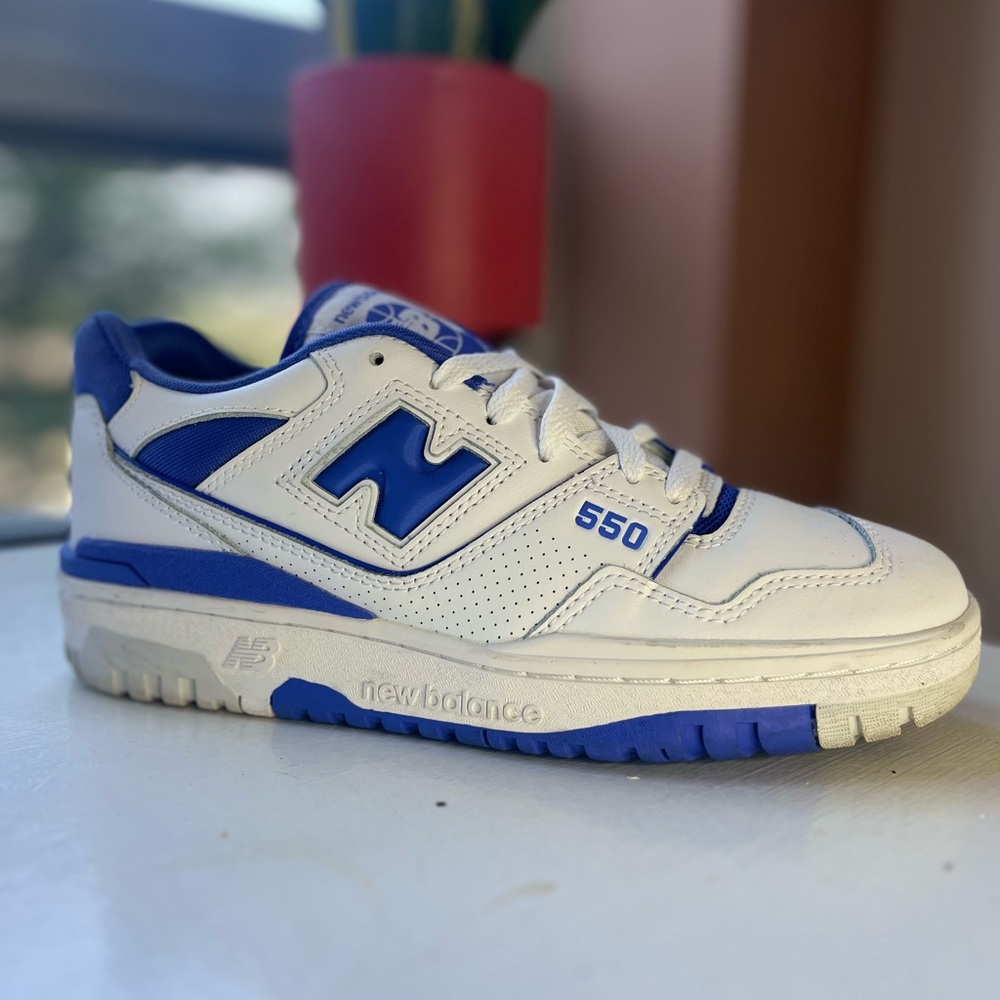 New Balance 550 White and Blue Sneakers